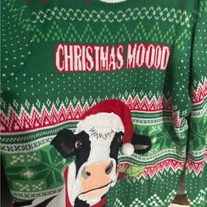 Holiday Time Festive Green and Red Knit UGLY Christmas sweater